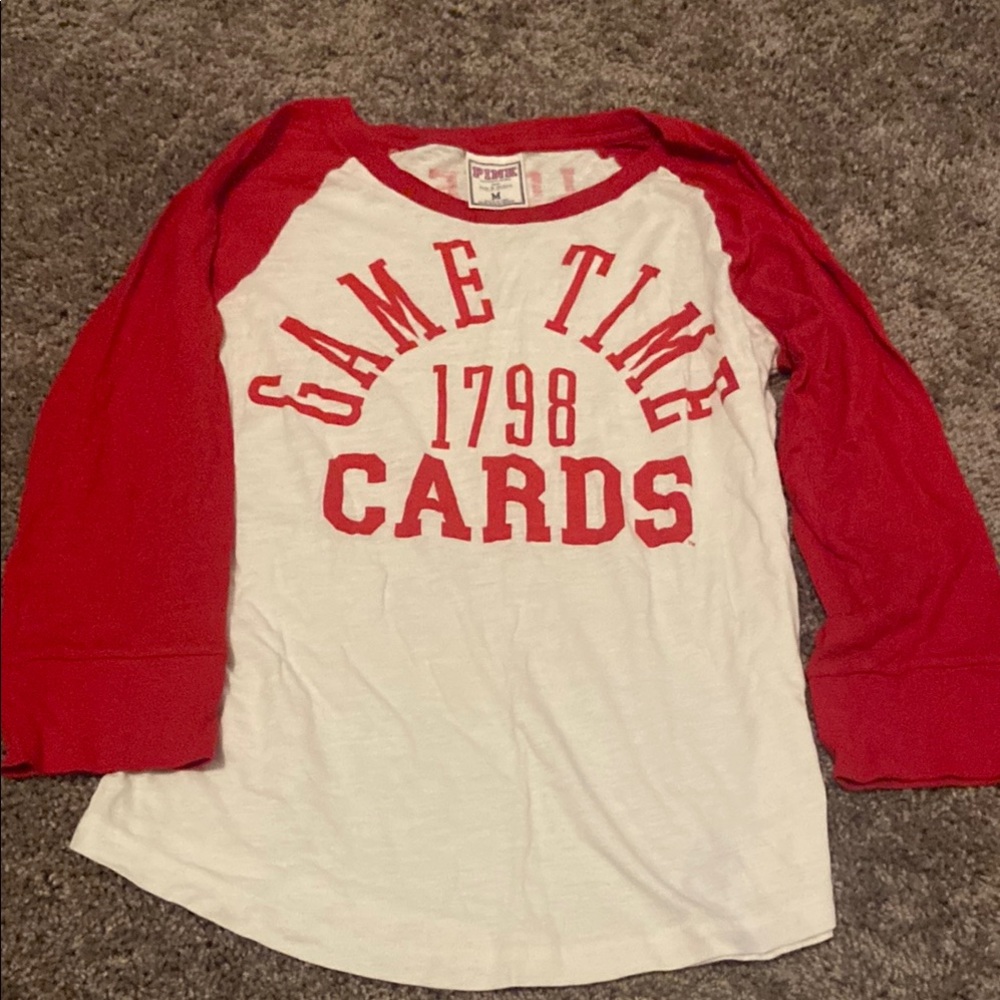 PINK Red and White Game Time Raglan Tee